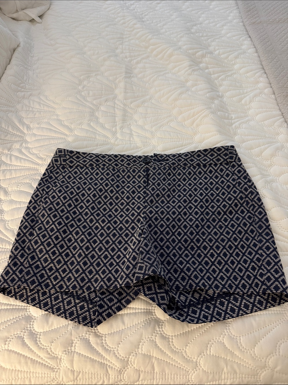 Banana Republic Navy Diamond-Pattern Flat Front Shorts